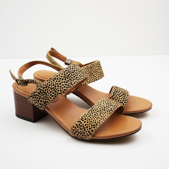 New JCREW Calf Hair Low Block-Heel Sandals - Picture 4 of 5